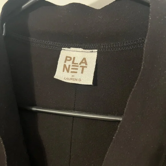 Planet By Lauren Color Block Open Front Jacket Black Cream Made in USA M/L (2) - Picture 2 of 16